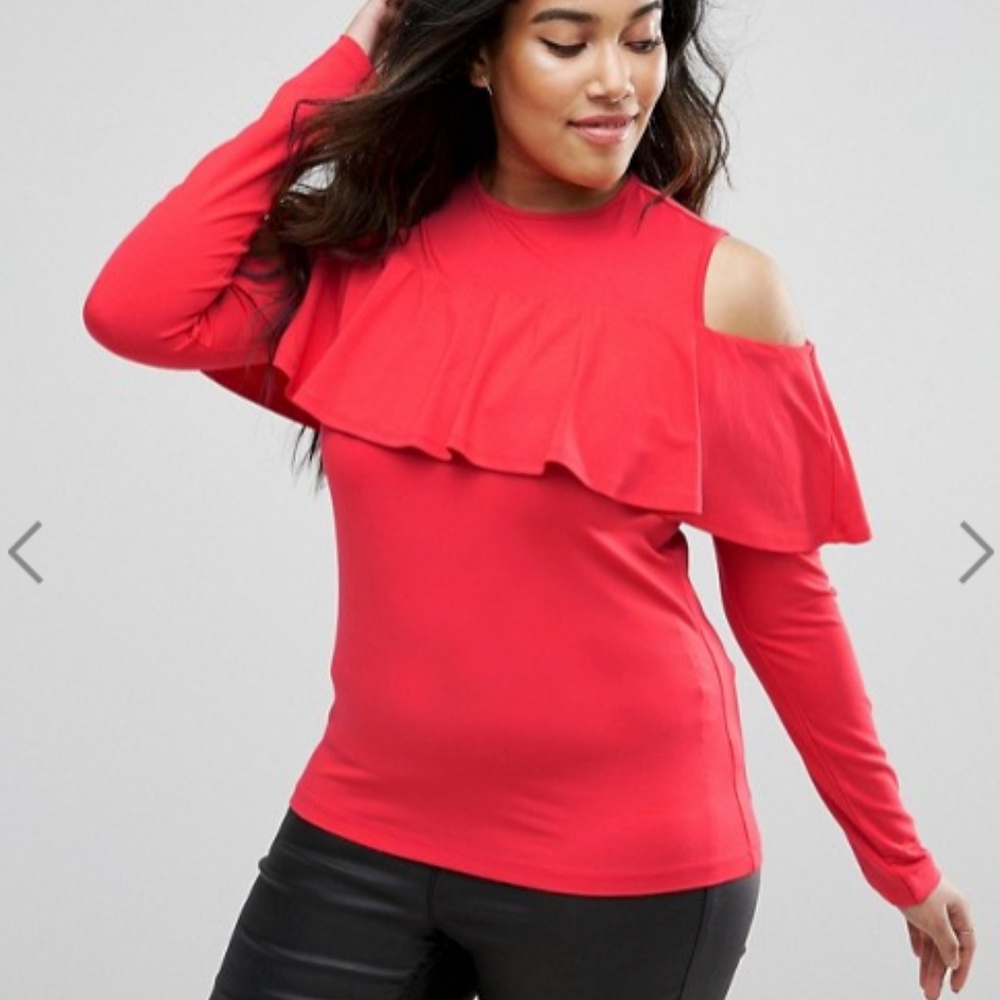Top with Cold Shoulder Ruffle Detail